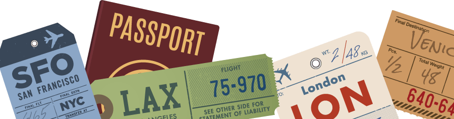 foreign travel passports and luggage tags