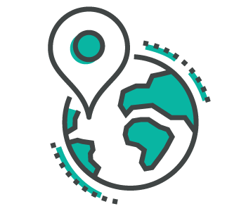 Icon of globe and location marker